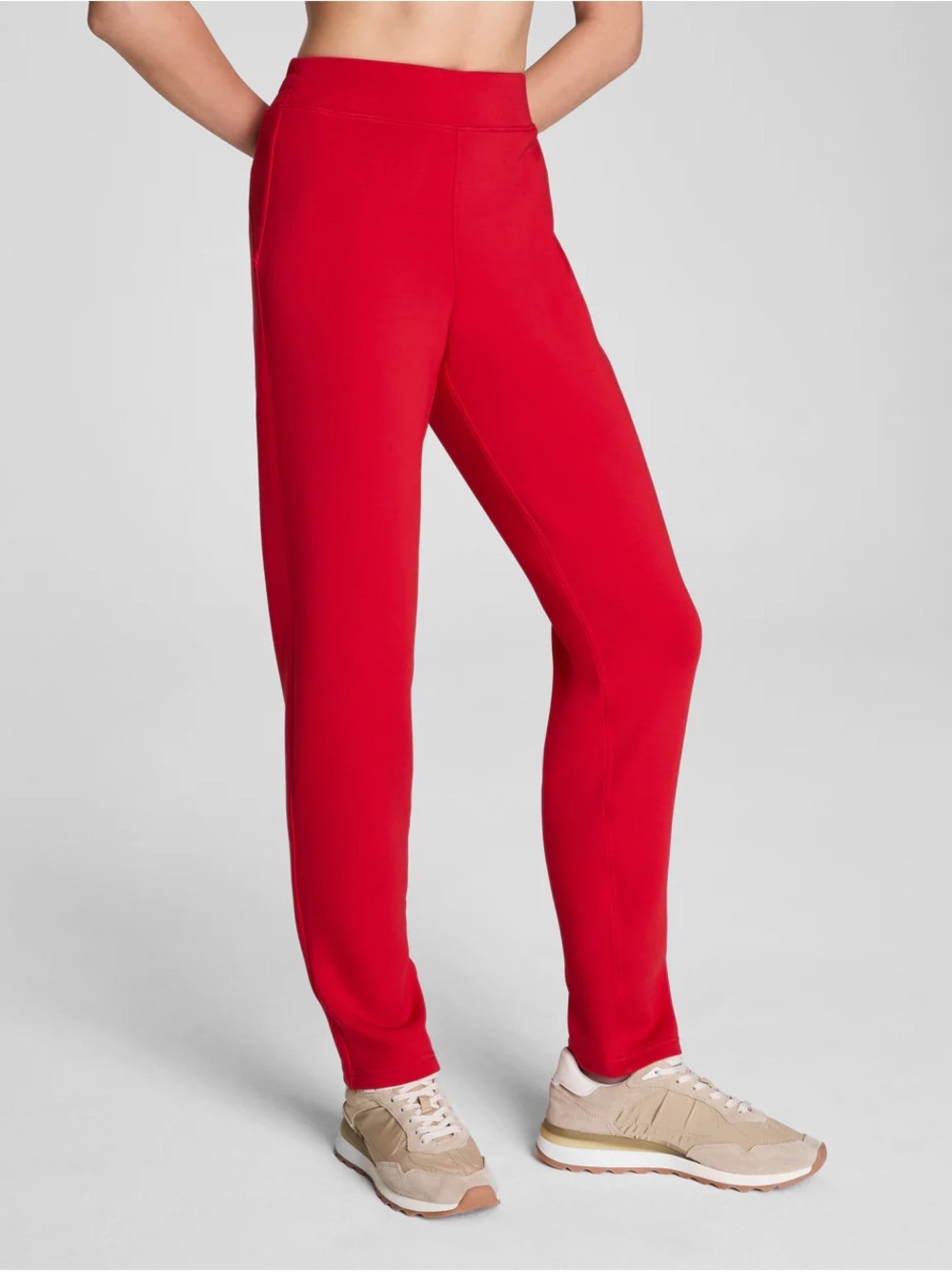 Red High-Waist Straight Leg Pants